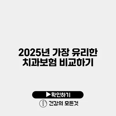 2025년 가장 유리한 치과보험 비교하기