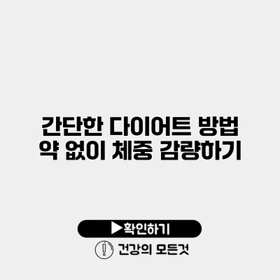 간단한 다이어트 방법 약 없이 체중 감량하기