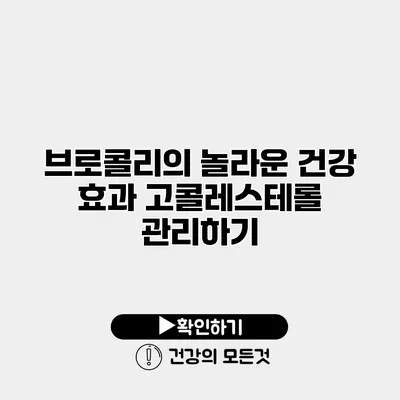 브로콜리의 놀라운 건강 효과 고콜레스테롤 관리하기