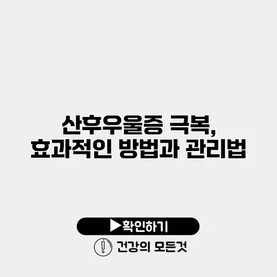 산후우울증 극복, 효과적인 방법과 관리법