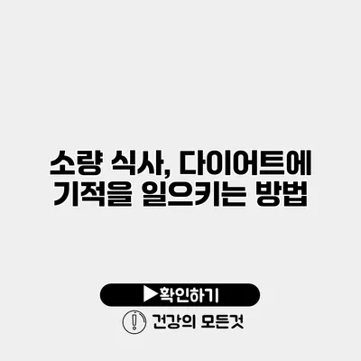 소량 식사, 다이어트에 기적을 일으키는 방법