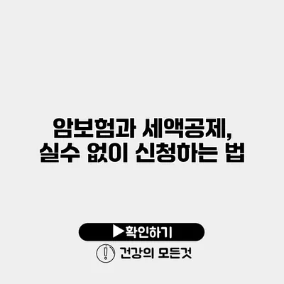 암보험과 세액공제, 실수 없이 신청하는 법