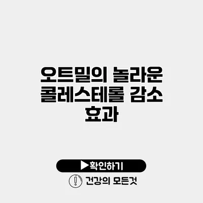 오트밀의 놀라운 콜레스테롤 감소 효과