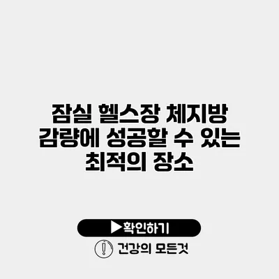잠실 헬스장 체지방 감량에 성공할 수 있는 최적의 장소