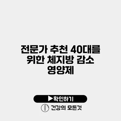 전문가 추천 40대를 위한 체지방 감소 영양제