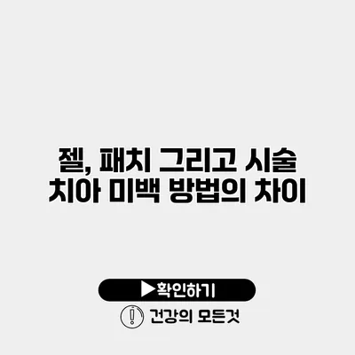 젤, 패치 그리고 시술 치아 미백 방법의 차이