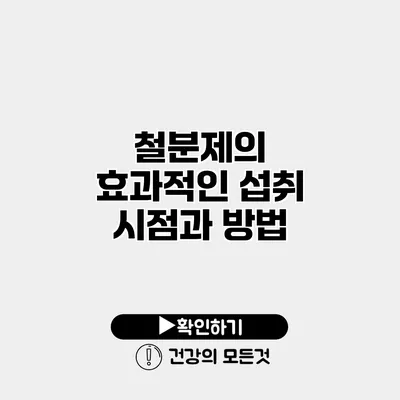 철분제의 효과적인 섭취 시점과 방법