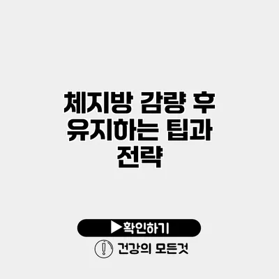 체지방 감량 후 유지하는 팁과 전략