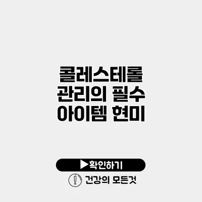 콜레스테롤 관리의 필수 아이템 현미