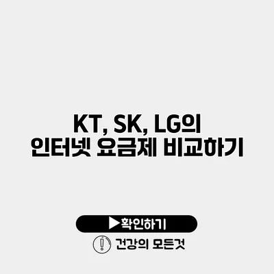 KT, SK, LG의 인터넷 요금제 비교하기