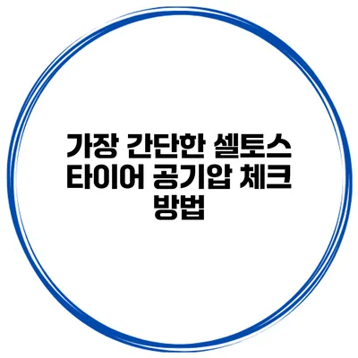 가장 간단한 셀토스 타이어 공기압 체크 방법