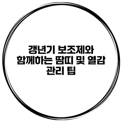 갱년기 보조제와 함께하는 땀띠 및 열감 관리 팁