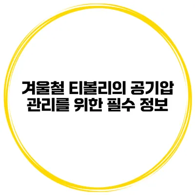 겨울철 티볼리의 공기압 관리를 위한 필수 정보