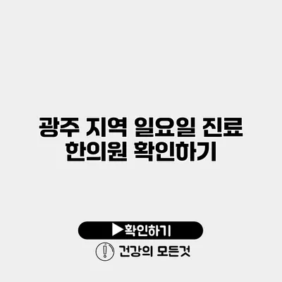 광주 지역 일요일 진료 한의원 확인하기