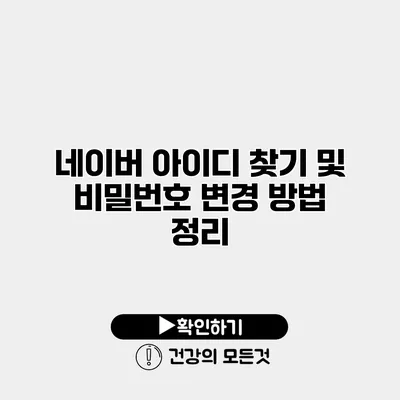 네이버 아이디 찾기 및 비밀번호 변경 방법 정리