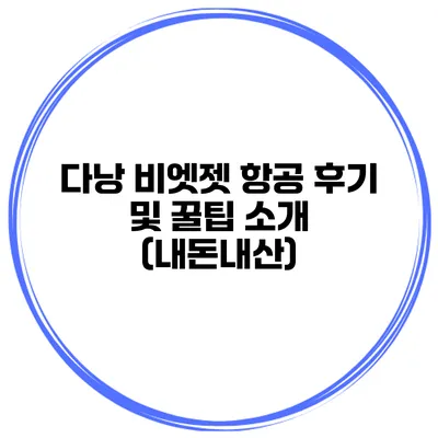 다낭 비엣젯 항공 후기 및 꿀팁 소개 (내돈내산)