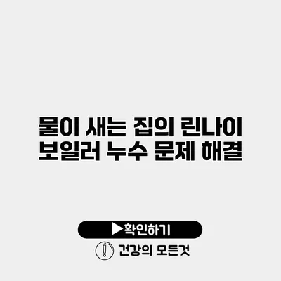물이 새는 집의 린나이 보일러 누수 문제 해결