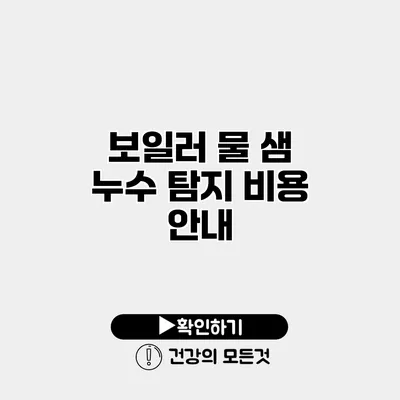 보일러 물 샘 누수 탐지 비용 안내