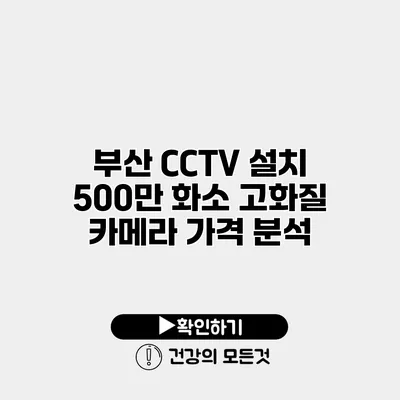 부산 CCTV 설치 500만 화소 고화질 카메라 가격 분석