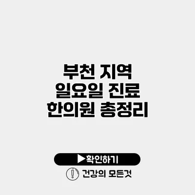 부천 지역 일요일 진료 한의원 총정리