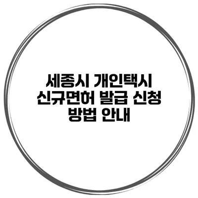 세종시 개인택시 신규면허 발급 신청 방법 안내