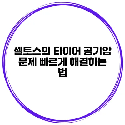 셀토스의 타이어 공기압 문제 빠르게 해결하는 법
