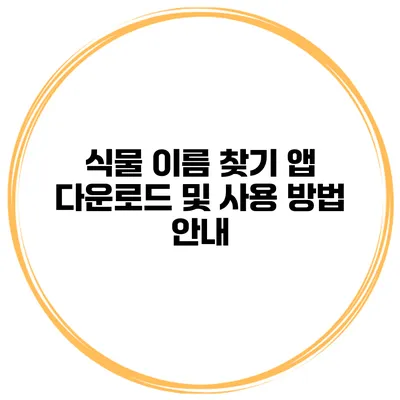 식물 이름 찾기 앱 다운로드 및 사용 방법 안내