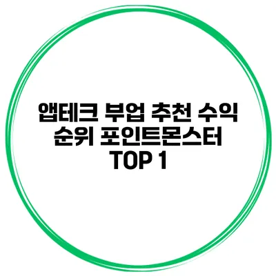 앱테크 부업 추천 수익 순위 포인트몬스터 TOP 1
