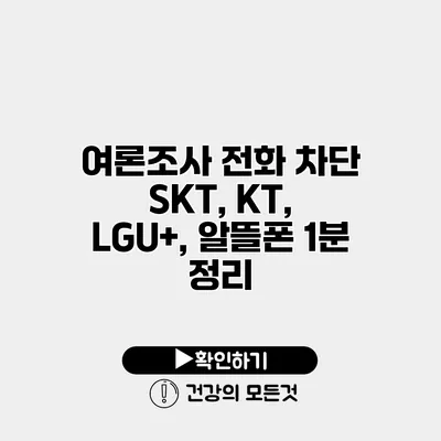 여론조사 전화 차단 SKT, KT, LGU+, 알뜰폰 1분 정리