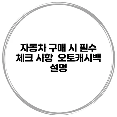 자동차 구매 시 필수 체크 사항 오토캐시백 설명