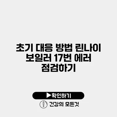 초기 대응 방법 린나이 보일러 17번 에러 점검하기