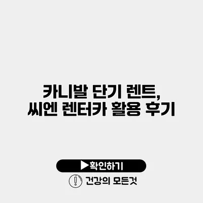 카니발 단기 렌트, 씨엔 렌터카 활용 후기