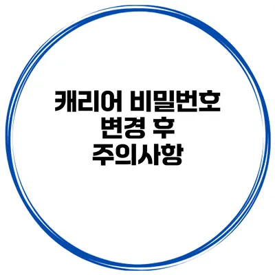 캐리어 비밀번호 변경 후 주의사항